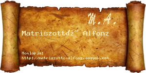 Matriszottó Alfonz névjegykártya